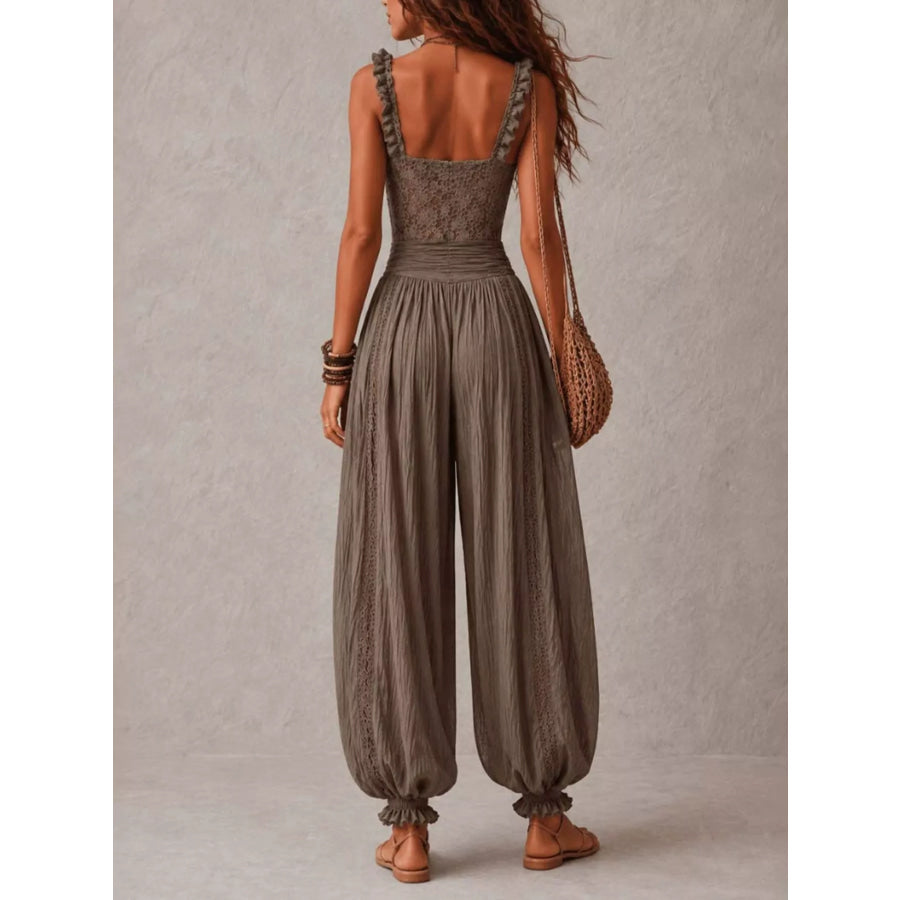 Boho Lace Corset Bodice Jumpsuit with Harem Pants Apparel and Accessories