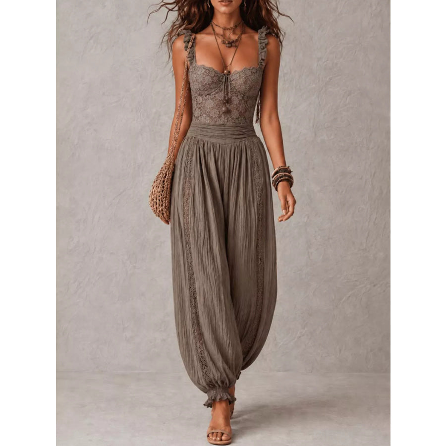 Boho Lace Corset Bodice Jumpsuit with Harem Pants Dark Gray / XS Apparel and Accessories