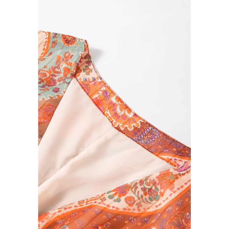 Boho Paisley Print Long Sleeve Mini Dress Apparel and Accessories