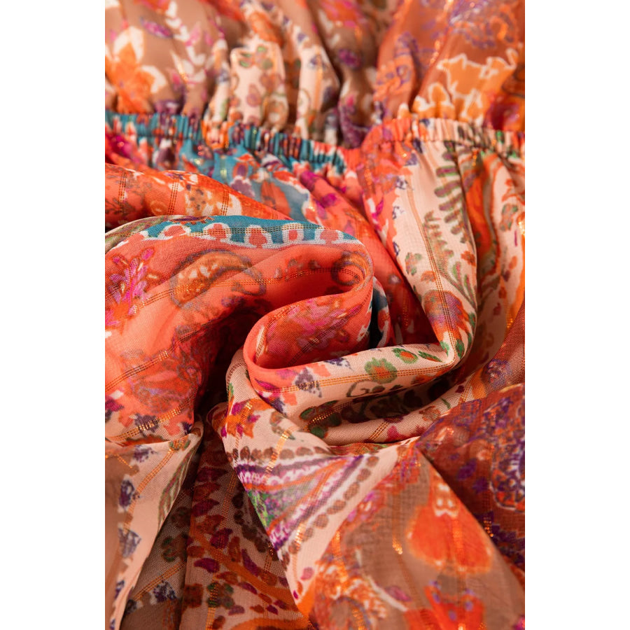Boho Paisley Print Long Sleeve Mini Dress Apparel and Accessories