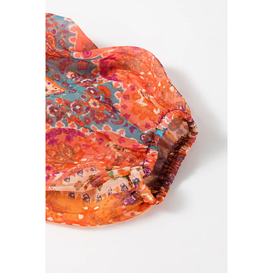 Boho Paisley Print Long Sleeve Mini Dress Apparel and Accessories