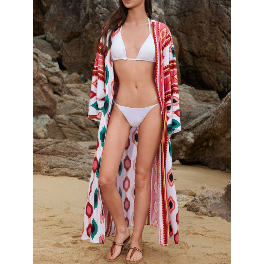Boho Print Long Sleeve Beach Cover-Up Apparel and Accessories