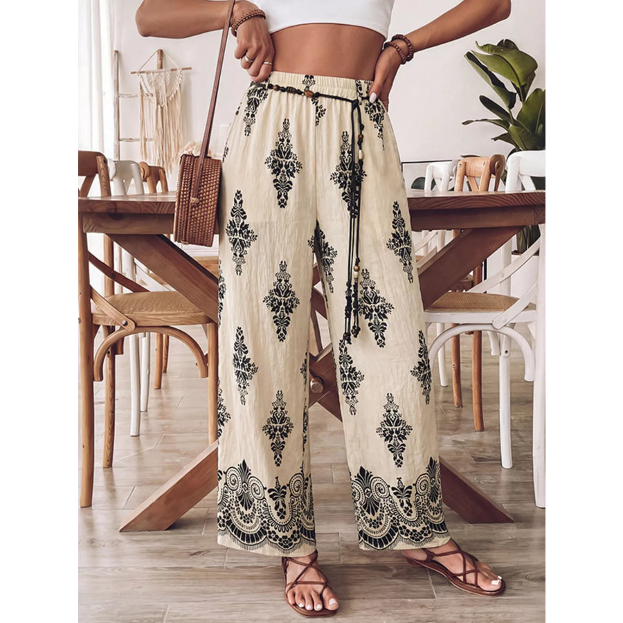 Boho Print Wide Leg Pants Apparel and Accessories