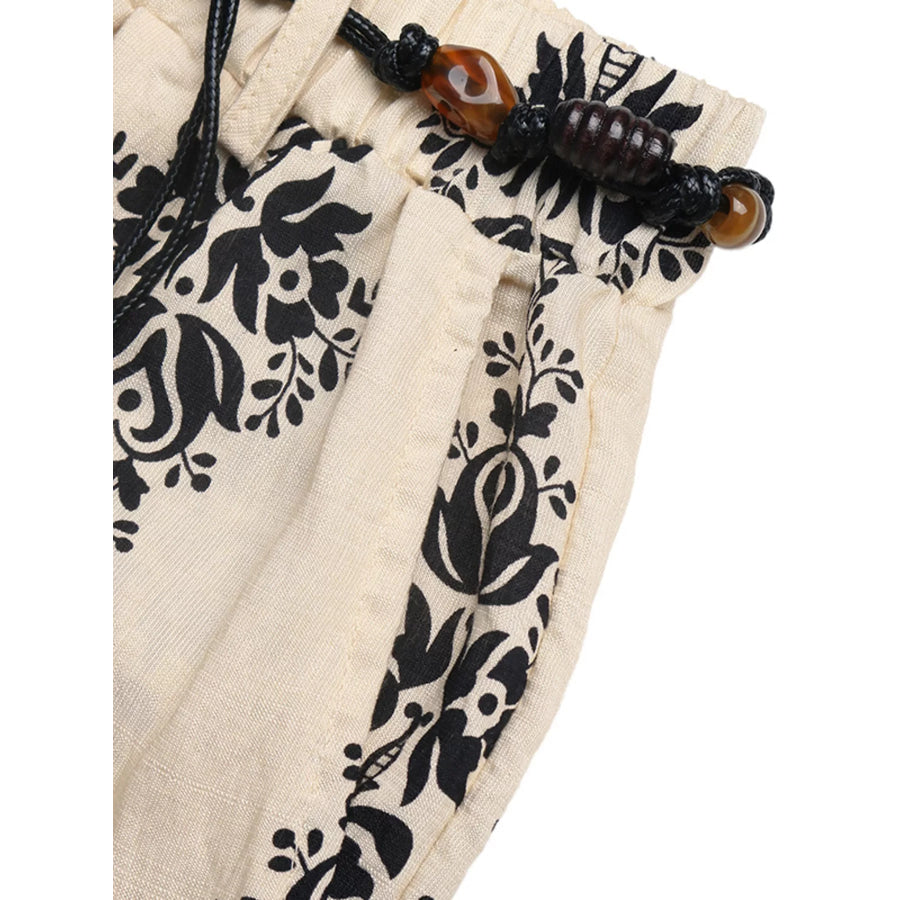 Boho Print Wide Leg Pants Apparel and Accessories