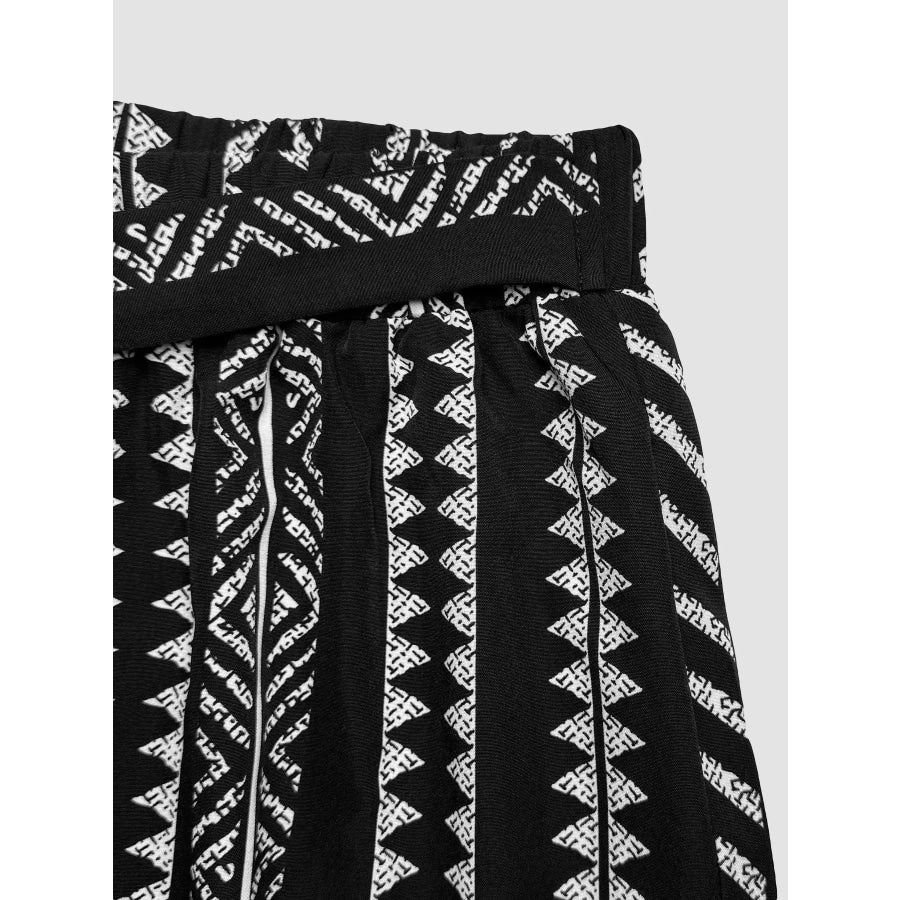 Boho Print Wide Leg Pants Apparel and Accessories