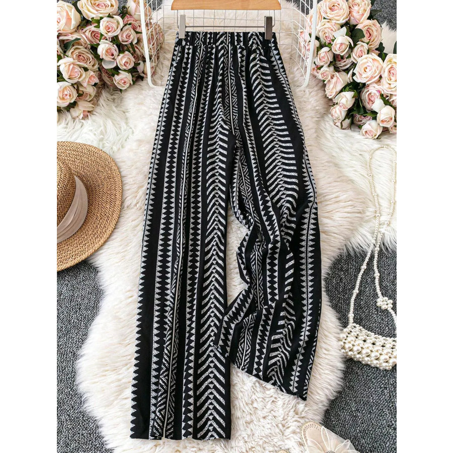 Boho Print Wide Leg Pants Apparel and Accessories