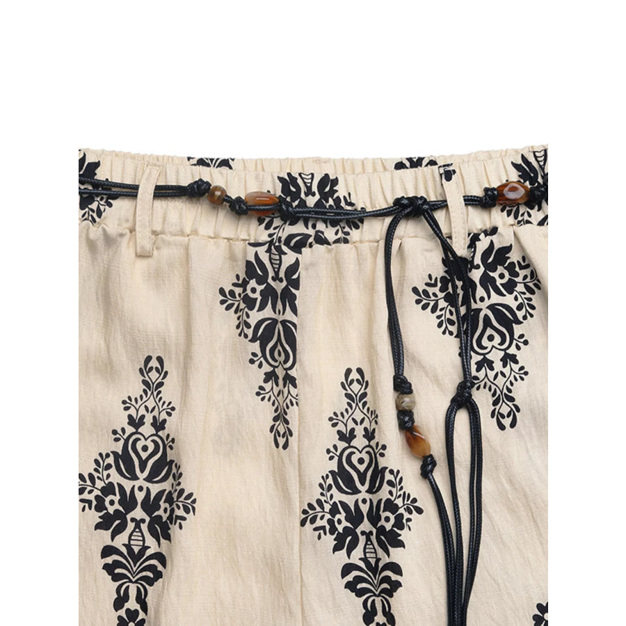 Boho Print Wide Leg Pants Apparel and Accessories