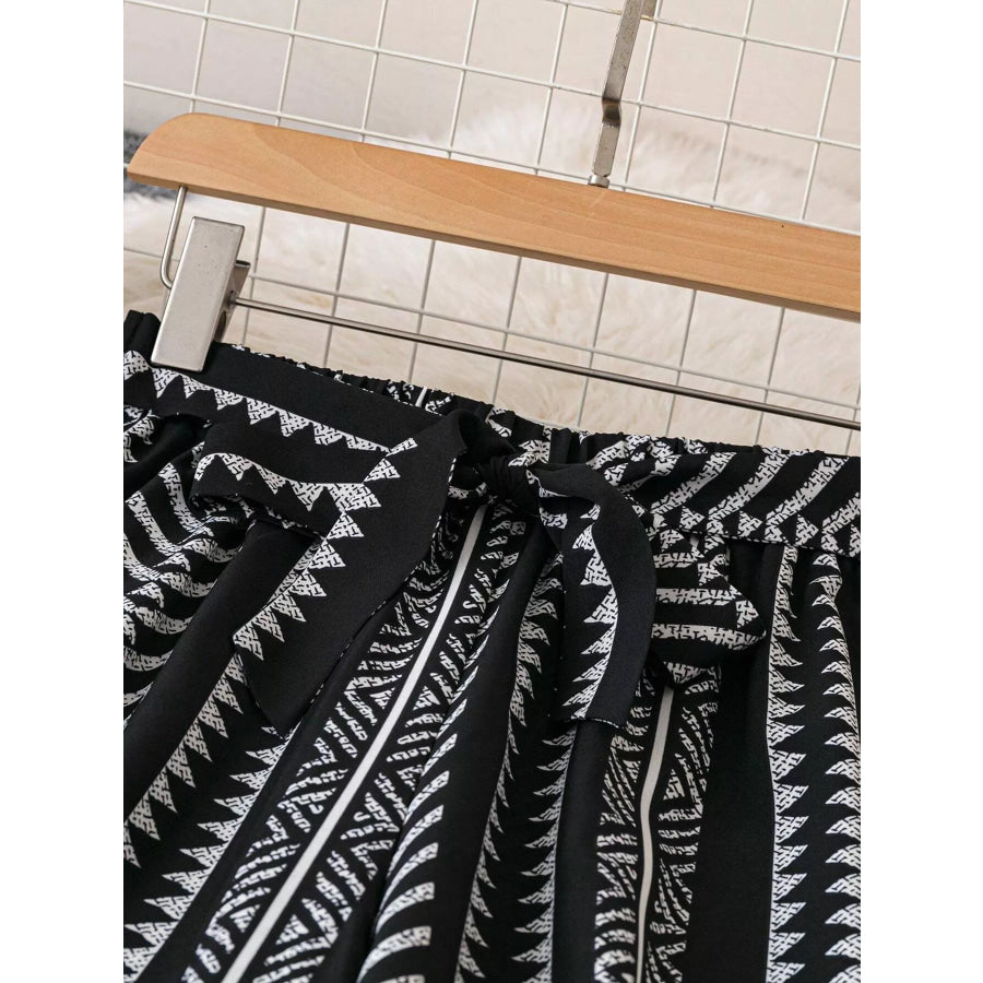 Boho Print Wide Leg Pants Apparel and Accessories