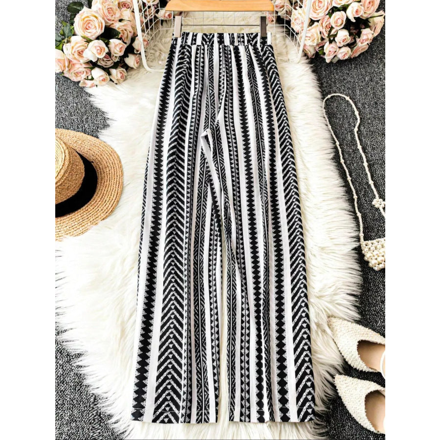 Boho Print Wide Leg Pants Apparel and Accessories