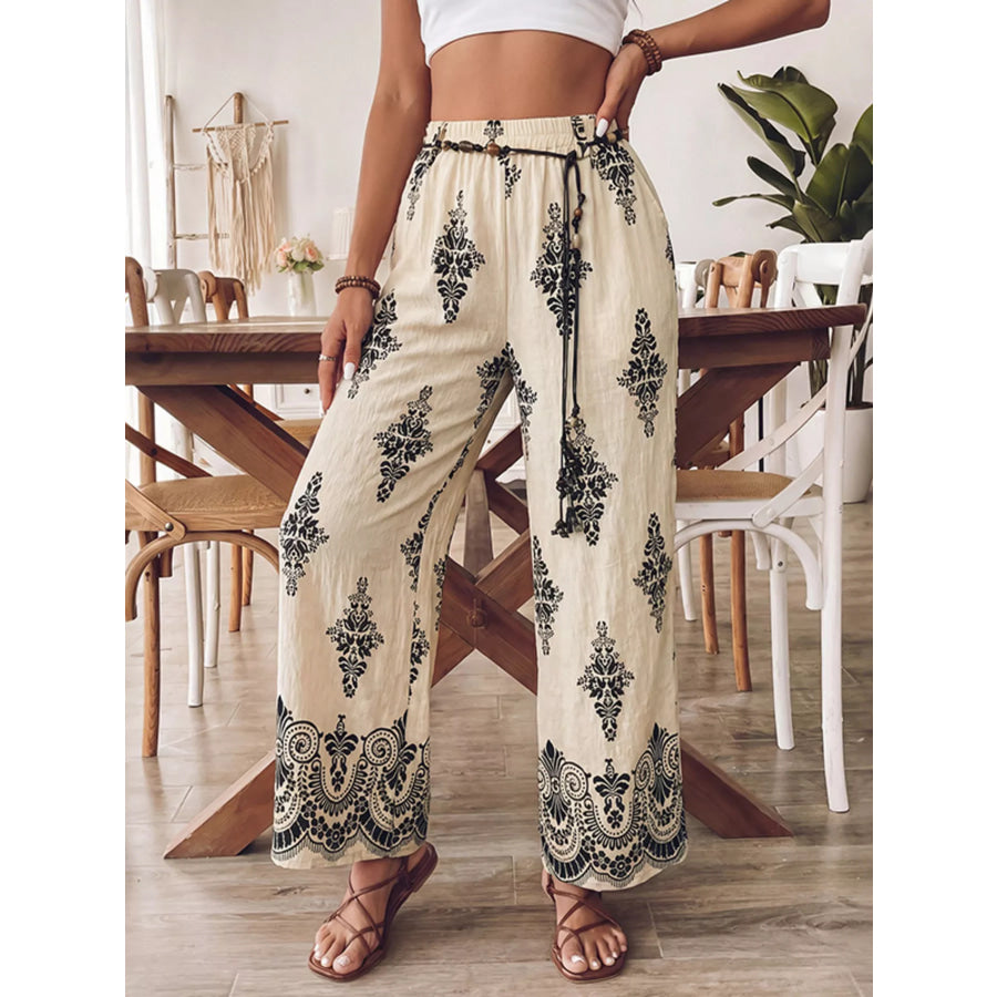 Boho Print Wide Leg Pants Apparel and Accessories