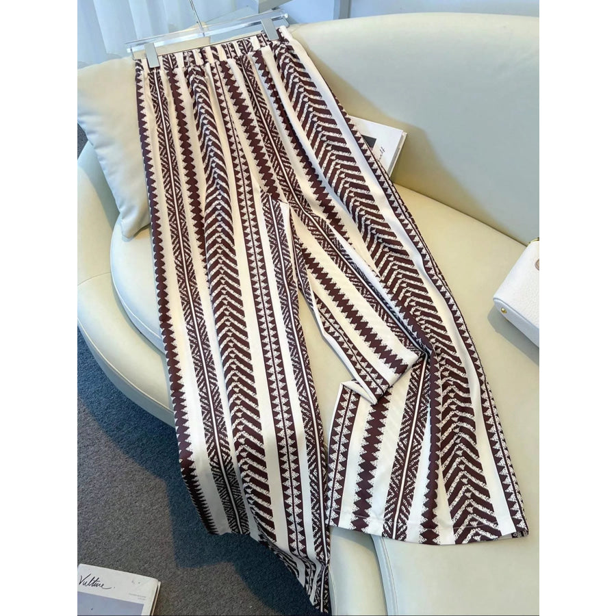 Boho Print Wide Leg Pants Apparel and Accessories