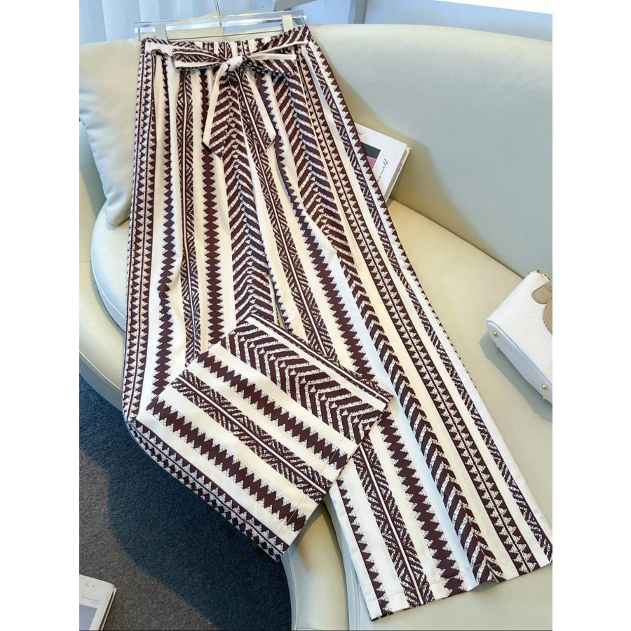 Boho Print Wide Leg Pants Red / S Apparel and Accessories