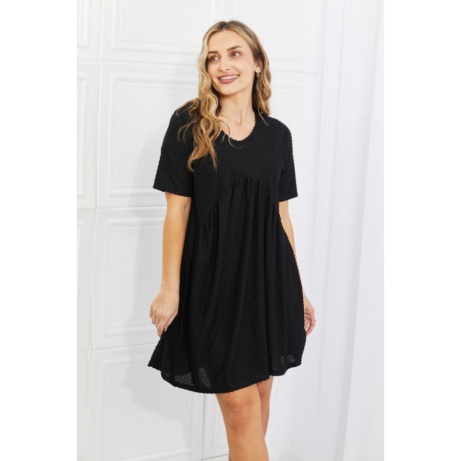 BOMBOM Another Day Swiss Dot Casual Dress in Black Black / S