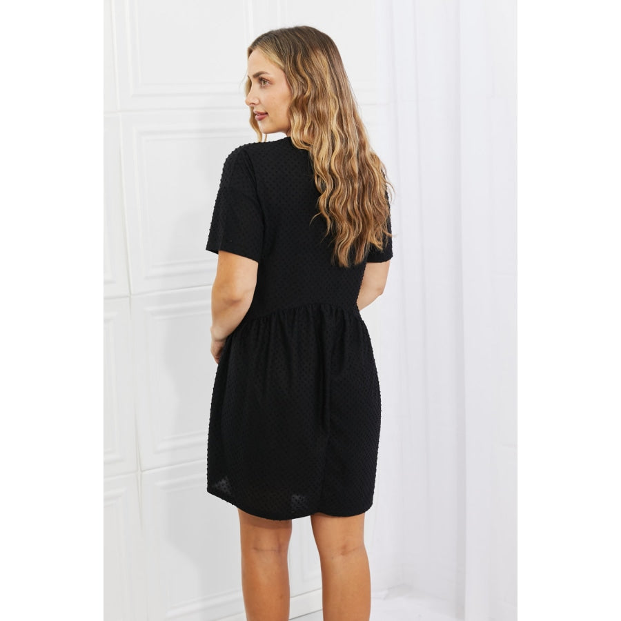 BOMBOM Another Day Swiss Dot Casual Dress in Black Black / S