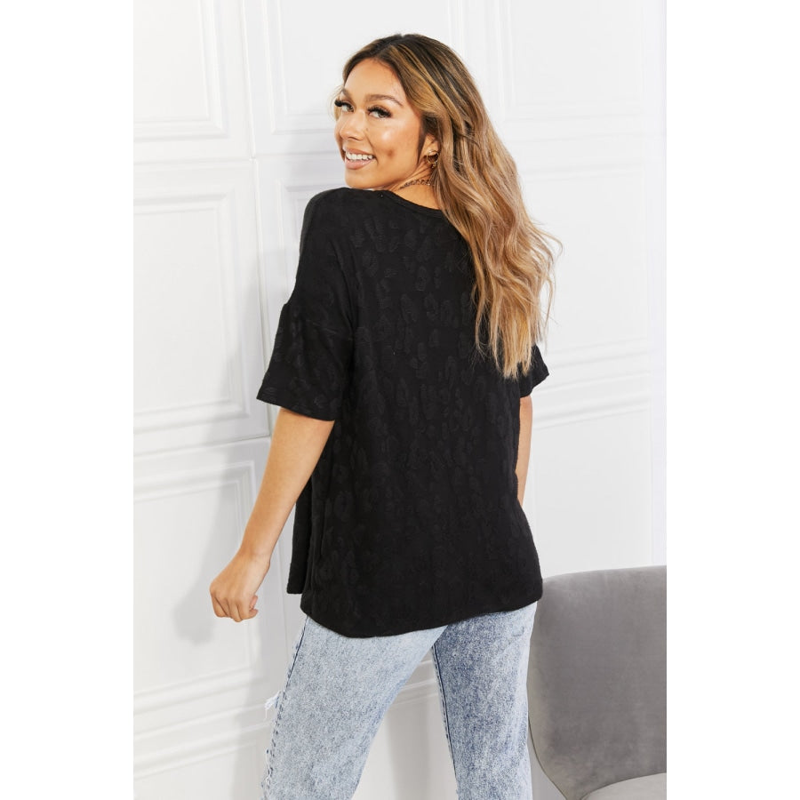 BOMBOM At The Fair Animal Textured Top in Black Black / S
