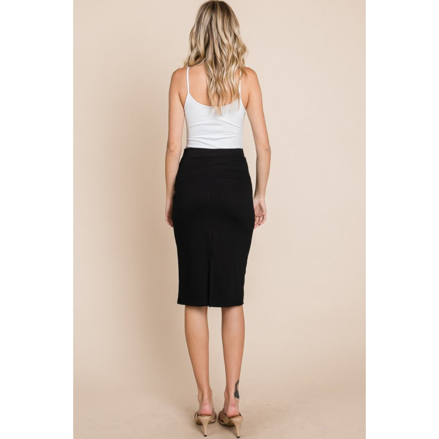 BOMBOM Elastic Waist Pencil Skirt Black / S Apparel and Accessories