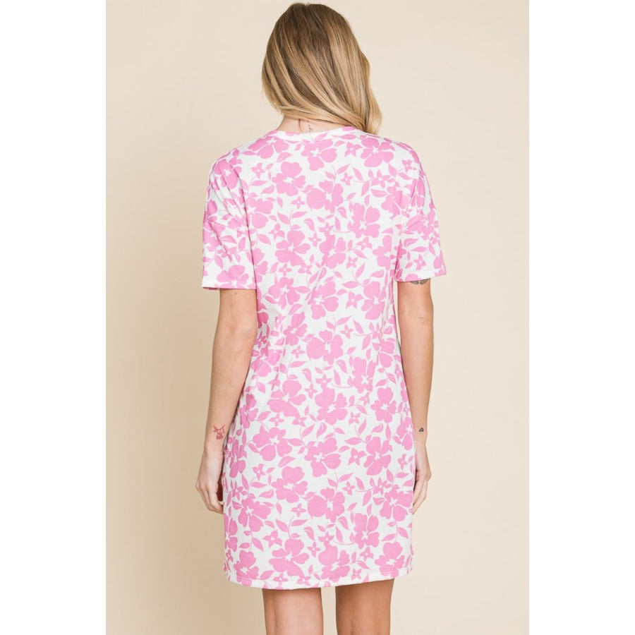 BOMBOM Floral Button Down Mini Dress Apparel and Accessories