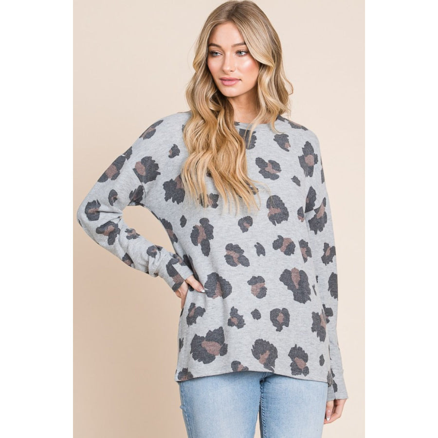 BOMBOM Leopard Drop Shoulder T-Shirt Apparel and Accessories