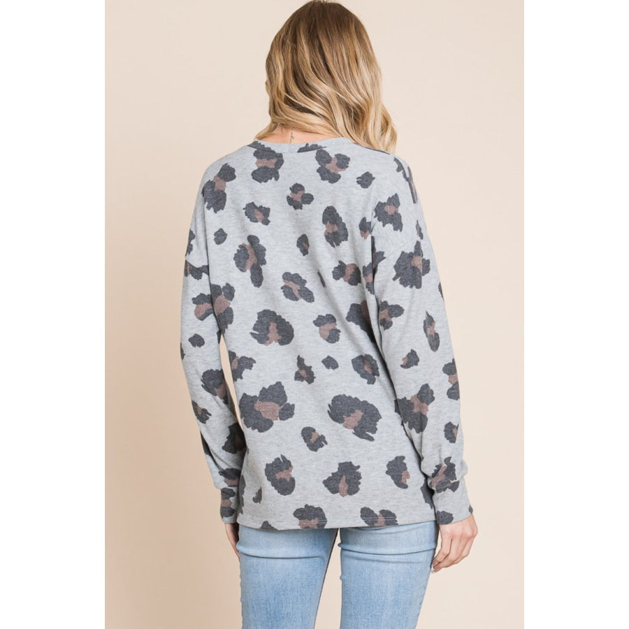 BOMBOM Leopard Drop Shoulder T-Shirt Apparel and Accessories