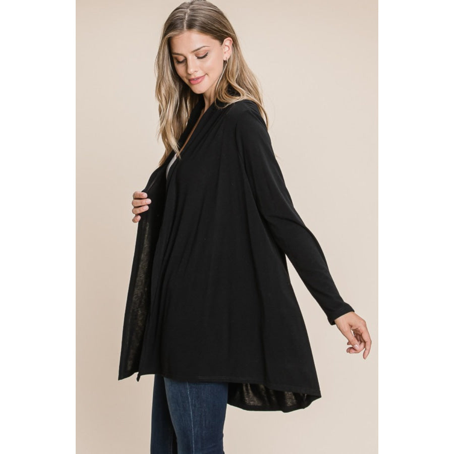 BOMBOM Open Front Long Sleeve Cardigan Apparel and Accessories