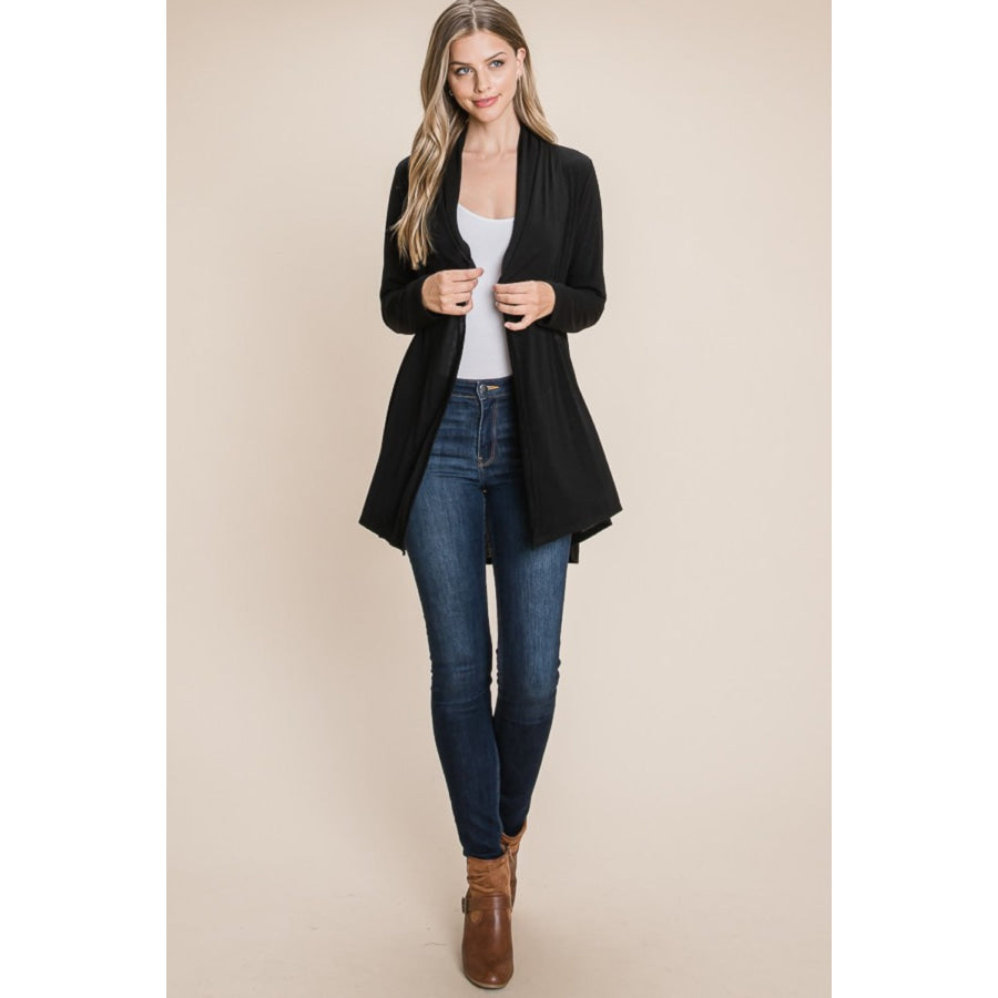 BOMBOM Open Front Long Sleeve Cardigan Apparel and Accessories