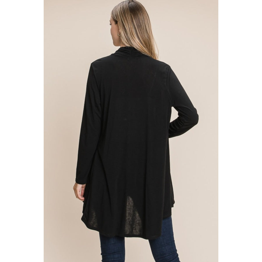 BOMBOM Open Front Long Sleeve Cardigan Black / S Apparel and Accessories