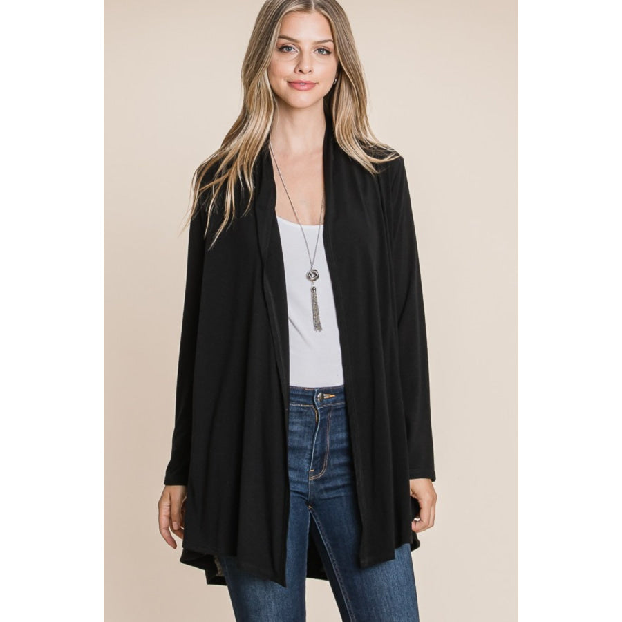 BOMBOM Open Front Long Sleeve Cardigan Apparel and Accessories