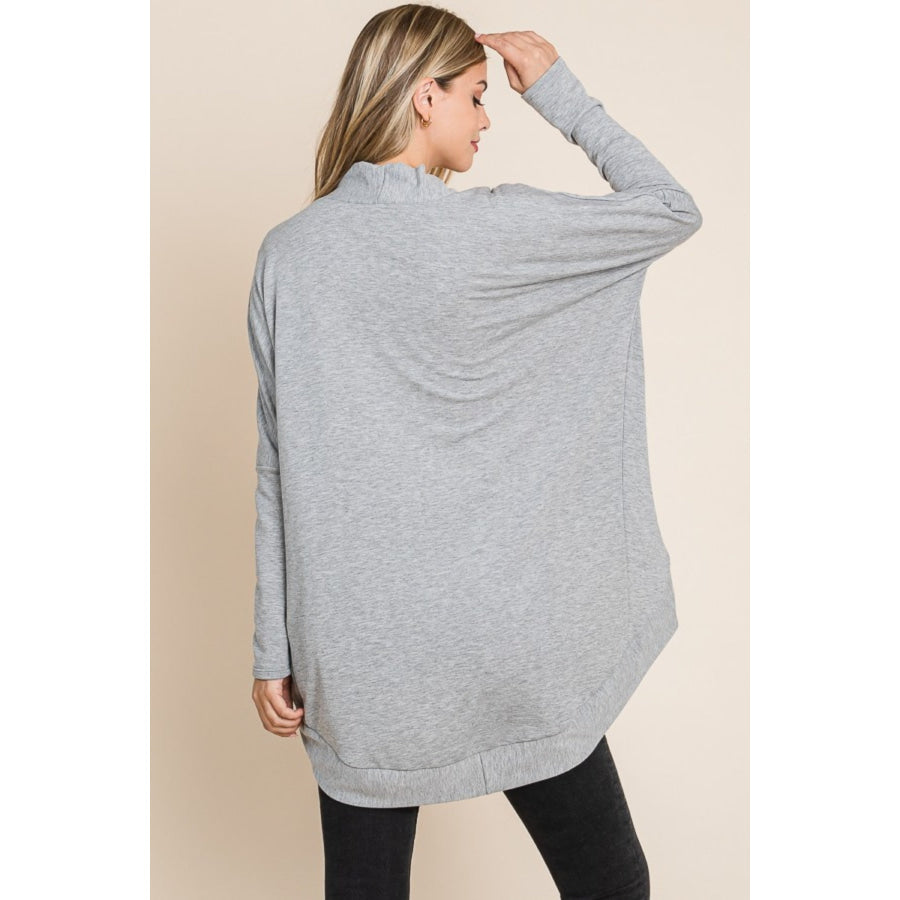 BOMBOM Open Front Long Sleeve Cocoon Cardigan Heather Gray / S Apparel and Accessories