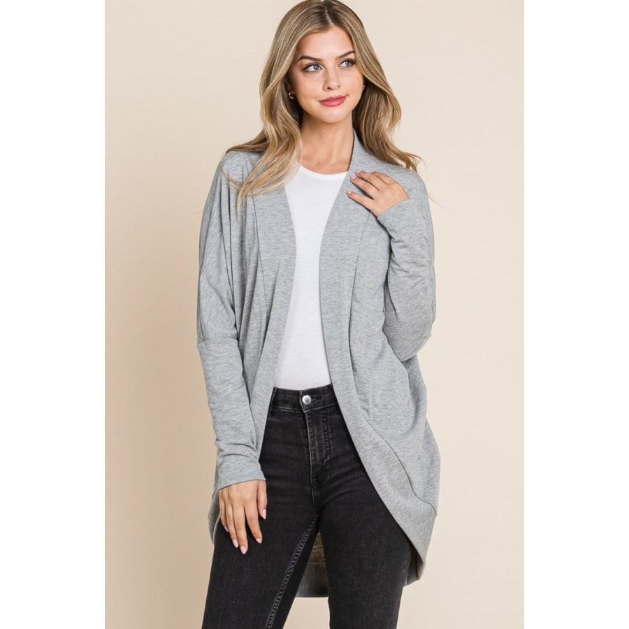 BOMBOM Open Front Long Sleeve Cocoon Cardigan Heather Gray / S Apparel and Accessories