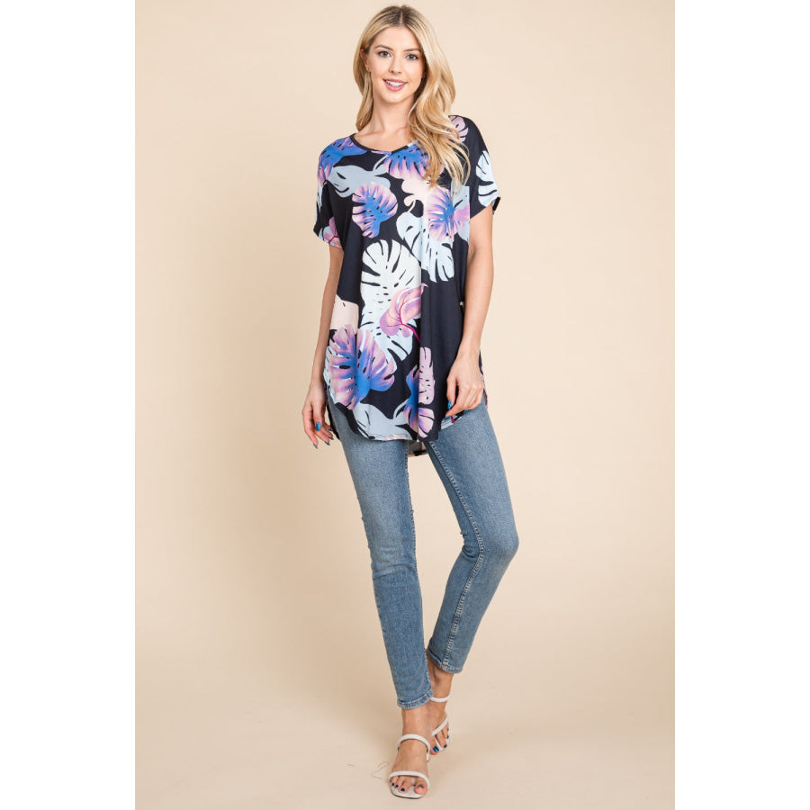 BOMBOM Printed Round Neck Short Sleeve T - Shirt Apparel and Accessories
