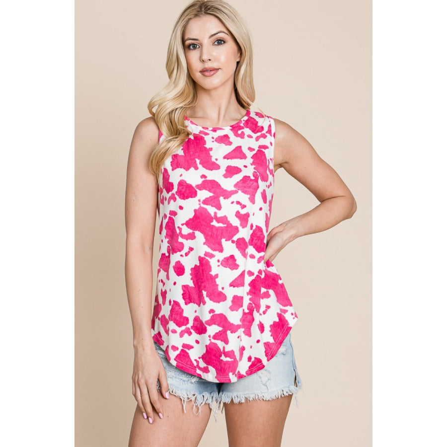 BOMBOM Printed Round Neck Tank Apparel and Accessories