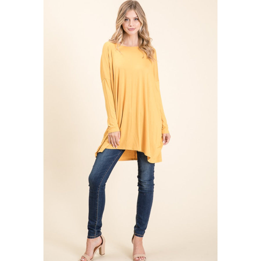 BOMBOM Round Neck Long Sleeve Oversized Top Apparel and Accessories