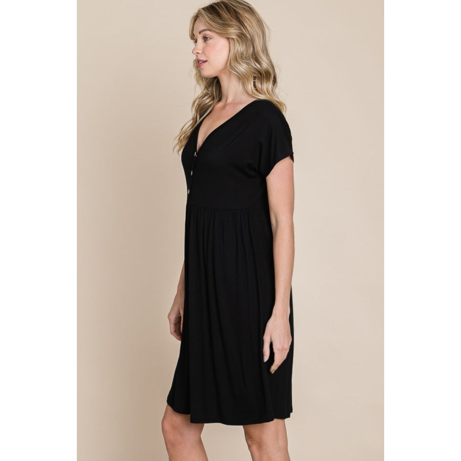 BOMBOM V-Neck Short Sleeve Dress Apparel and Accessories