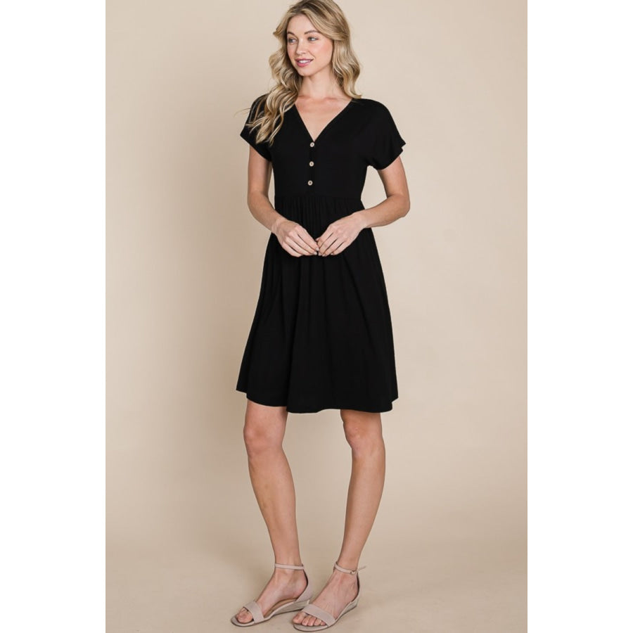 BOMBOM V-Neck Short Sleeve Dress Apparel and Accessories