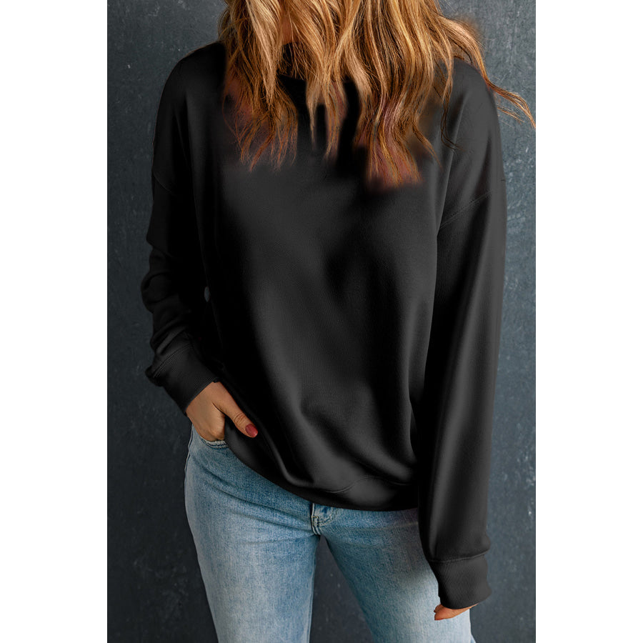 Bonbon Solid Classic Crewneck Pullover Sweatshirt Black / S / 50% Polyester + 50% Cotton Tops/Sweatshirts & Hoodies