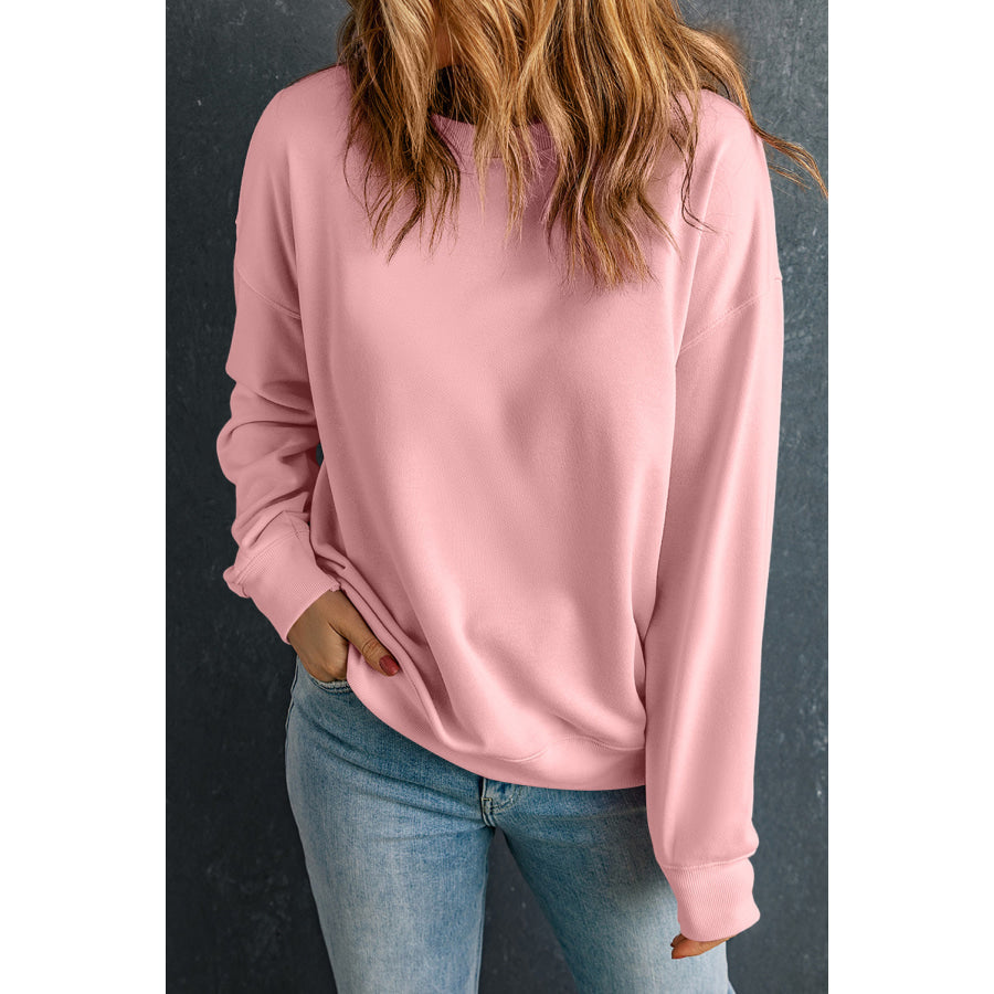 Bonbon Solid Classic Crewneck Pullover Sweatshirt Pink / S / 50% Polyester + 50% Cotton Tops/Sweatshirts & Hoodies
