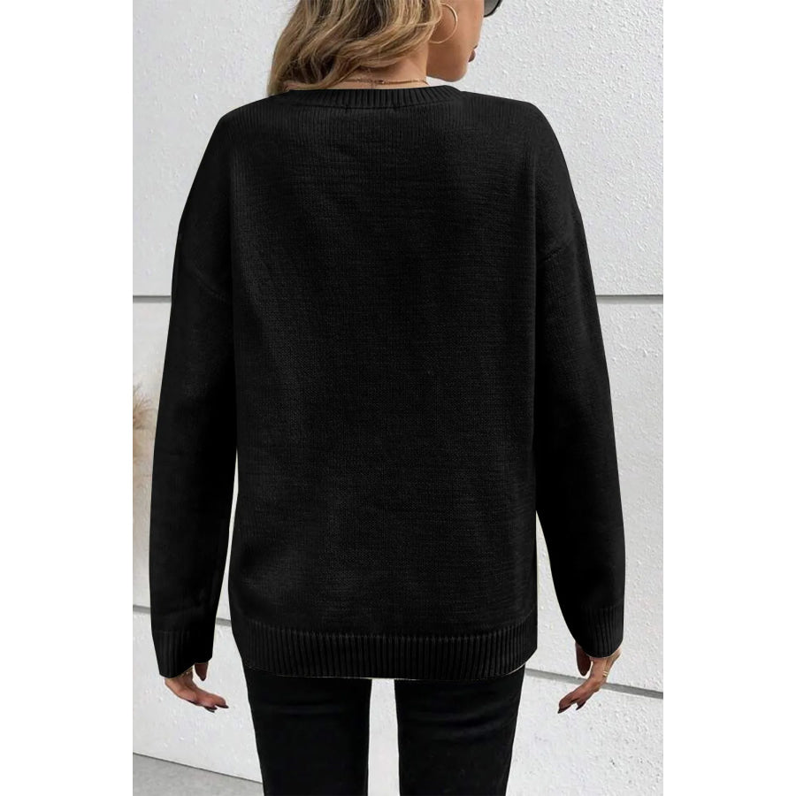 BOO Round Neck Long Sleeve Sweater Apparel and Accessories