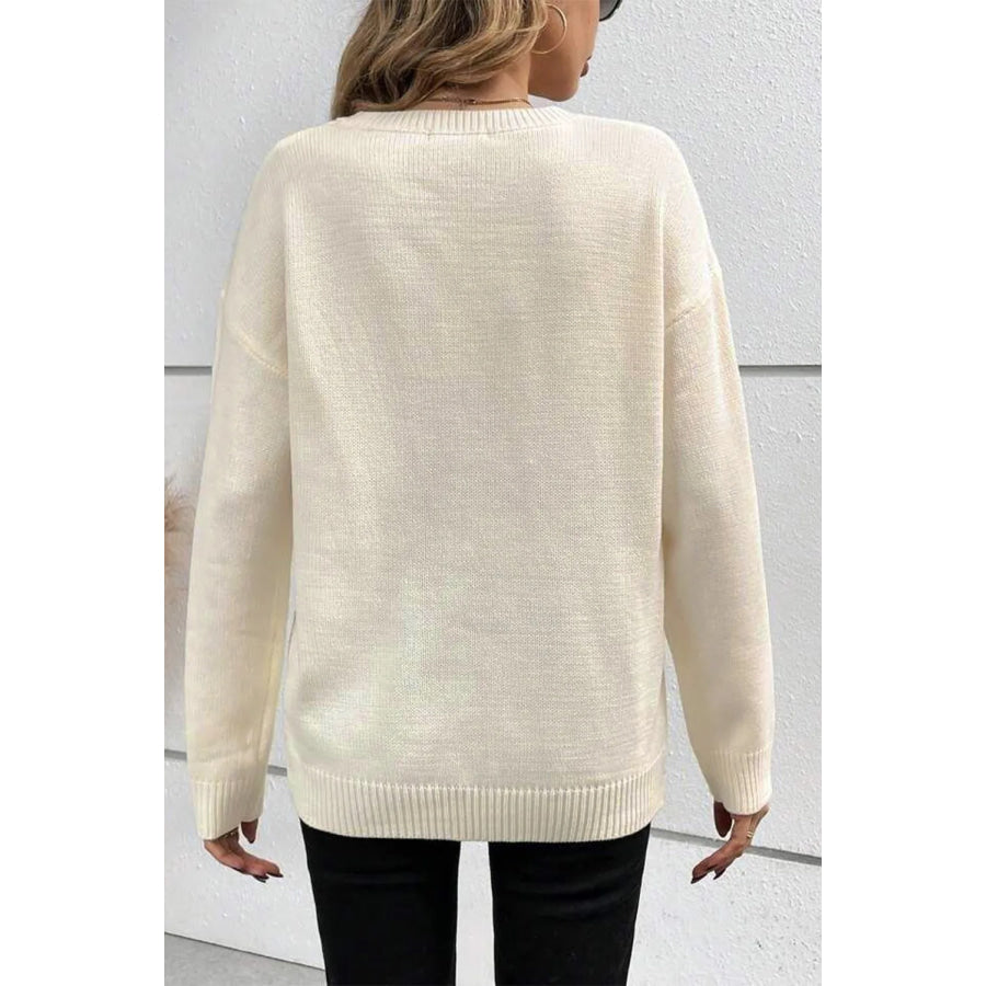 BOO Round Neck Long Sleeve Sweater Apparel and Accessories