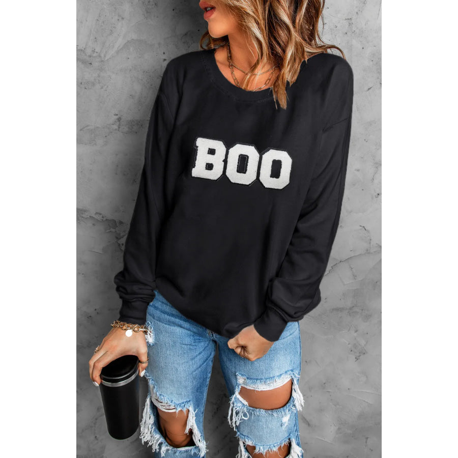 BOO Round Neck Long Sleeve Sweatshirt Apparel and Accessories