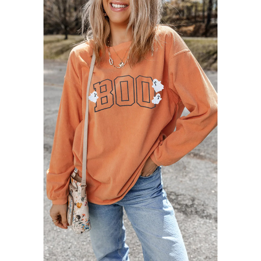 BOO Round Neck Long Sleeve Sweatshirt Apparel and Accessories