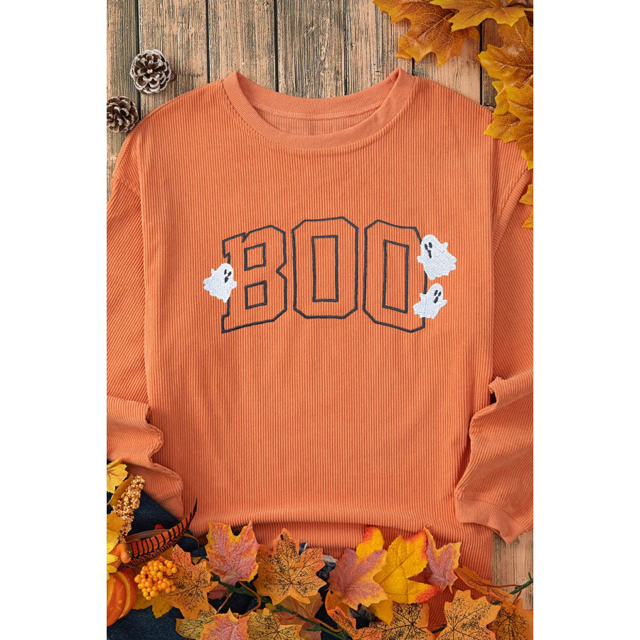 BOO Round Neck Long Sleeve Sweatshirt Apparel and Accessories