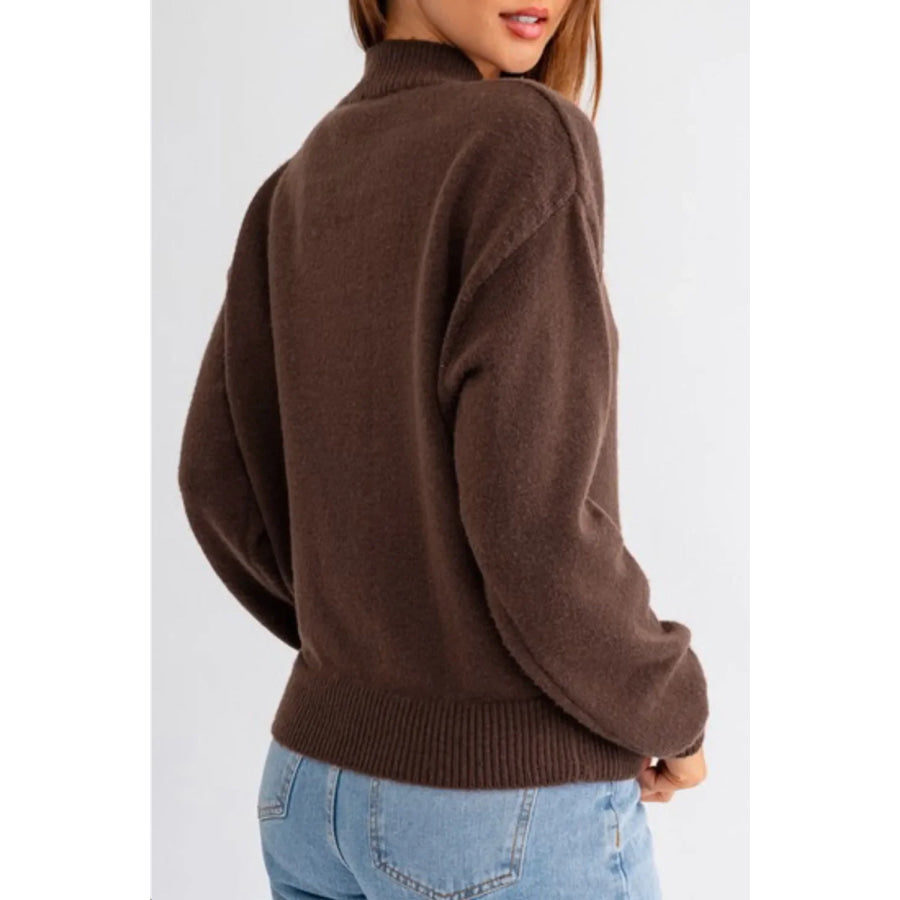 Boot Mock Neck Long Sleeve Sweater Apparel and Accessories