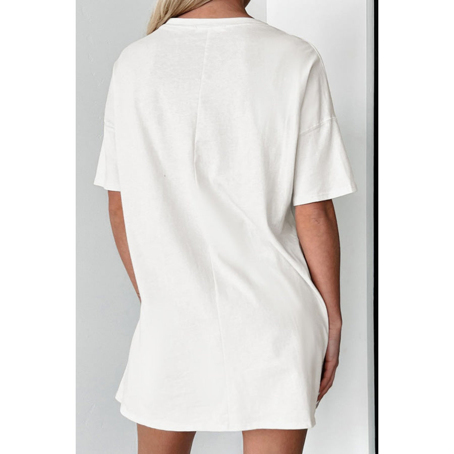 Boots Round Neck Half Sleeve Oversize T-Shirt White / S Apparel and Accessories