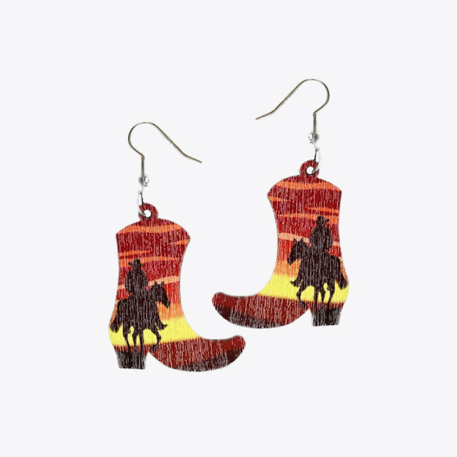 Boots Shape Wooden Dangle Earrings Apparel and Accessories