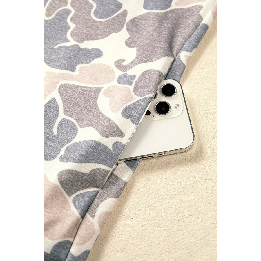 Botanical Camo Print Long Sleeve Pocket Mini Dress Apparel and Accessories