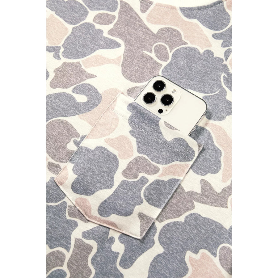 Botanical Camo Print Long Sleeve Pocket Mini Dress Apparel and Accessories