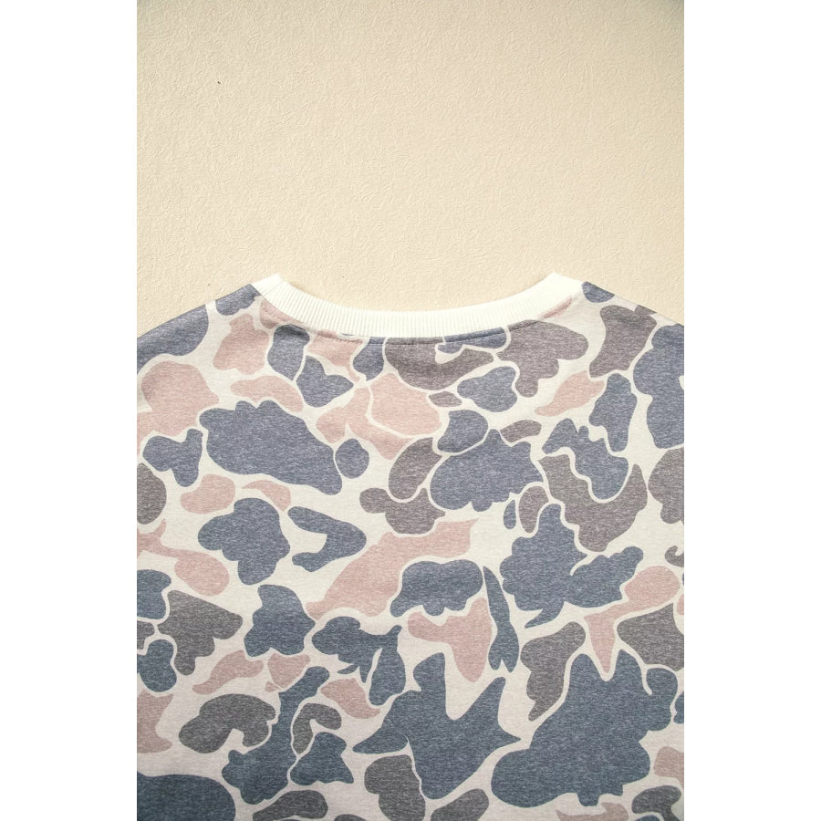 Botanical Camo Print Long Sleeve Pocket Mini Dress Apparel and Accessories