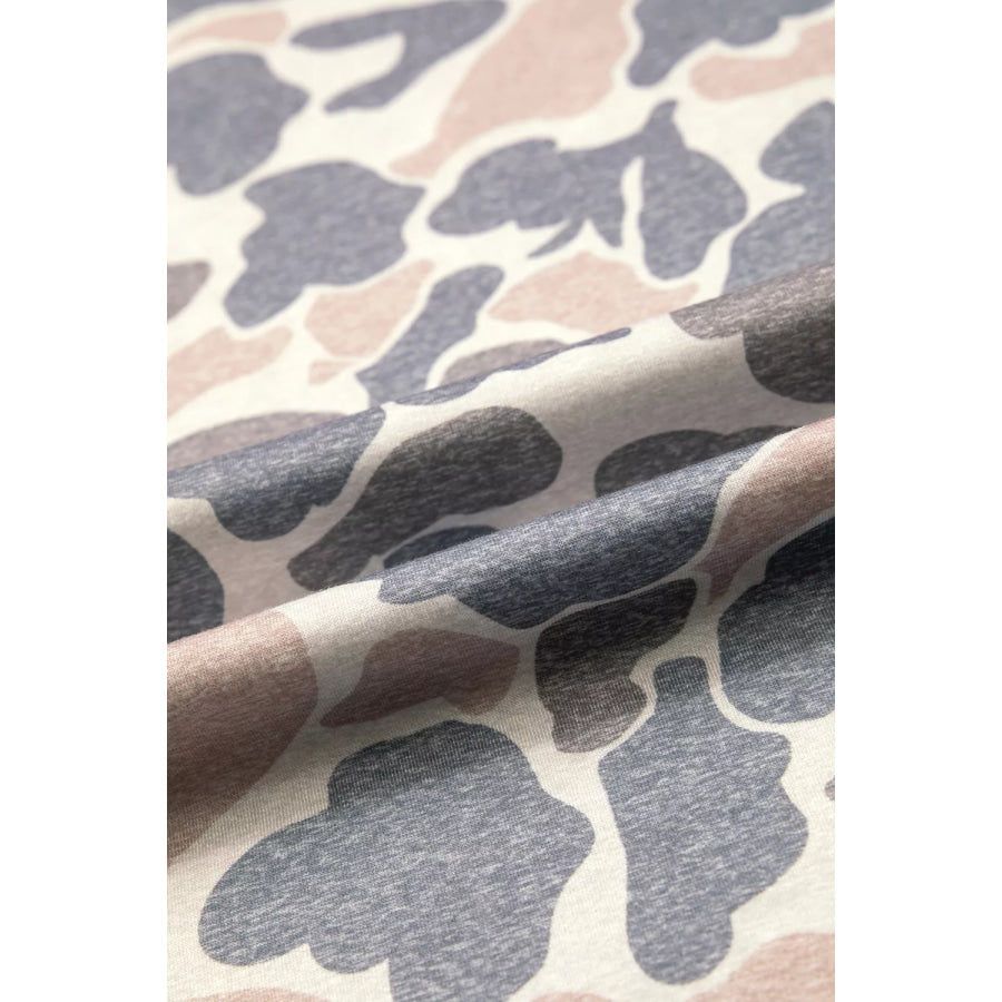Botanical Camo Print Long Sleeve Pocket Mini Dress Apparel and Accessories