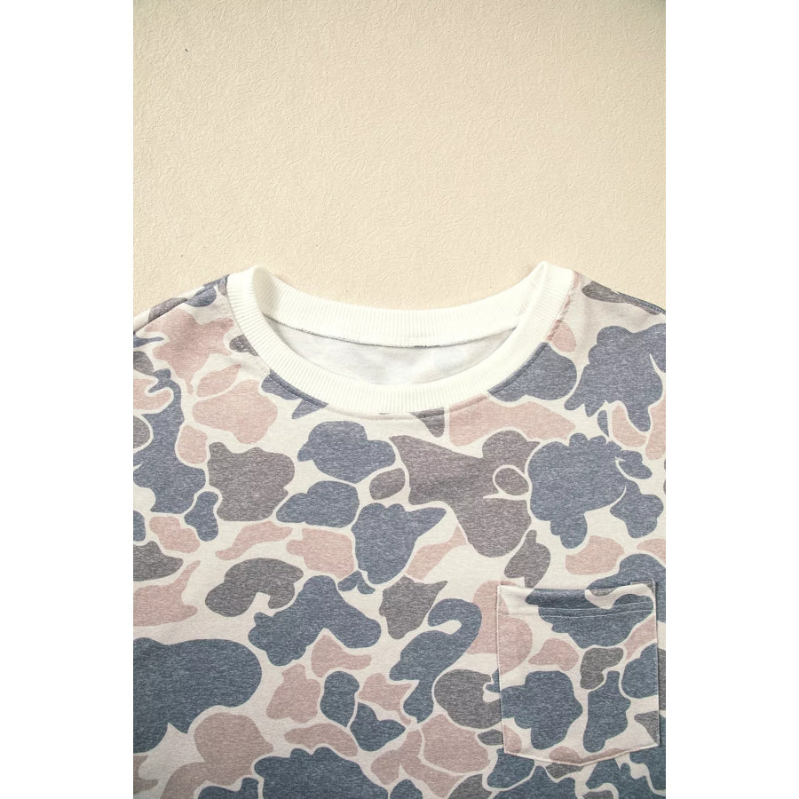 Botanical Camo Print Long Sleeve Pocket Mini Dress Apparel and Accessories