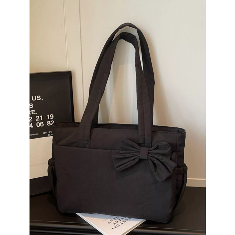 Bow Accent Tote Bag Black / ONESIZE Apparel and Accessories